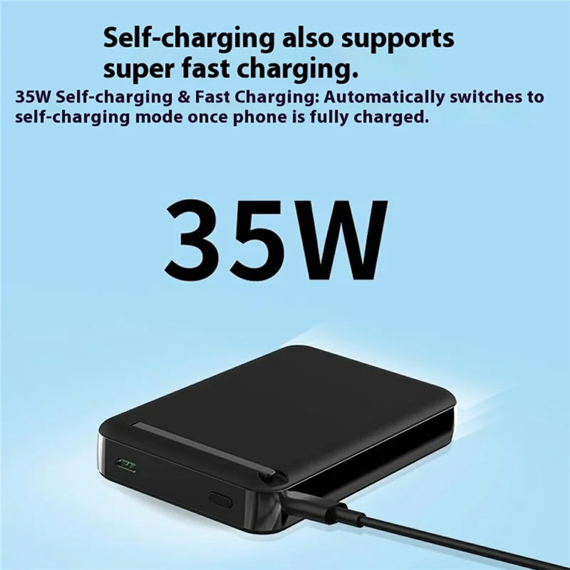 Banco de energía portátil M01A de 10000 mAh, carga rápida de 35 W con PD, carga inalámbrica magnética de 15 W con QI2, color negro