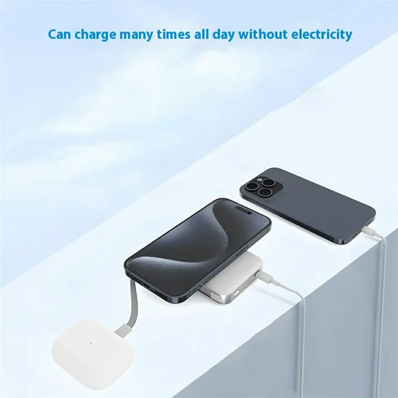 M02B 10000mAh Qi2 Carregador Sem Fio Magnético com Suporte Carregamento Rápido PD 35W Power Bank com Cabo Tipo C Embutido - Branco