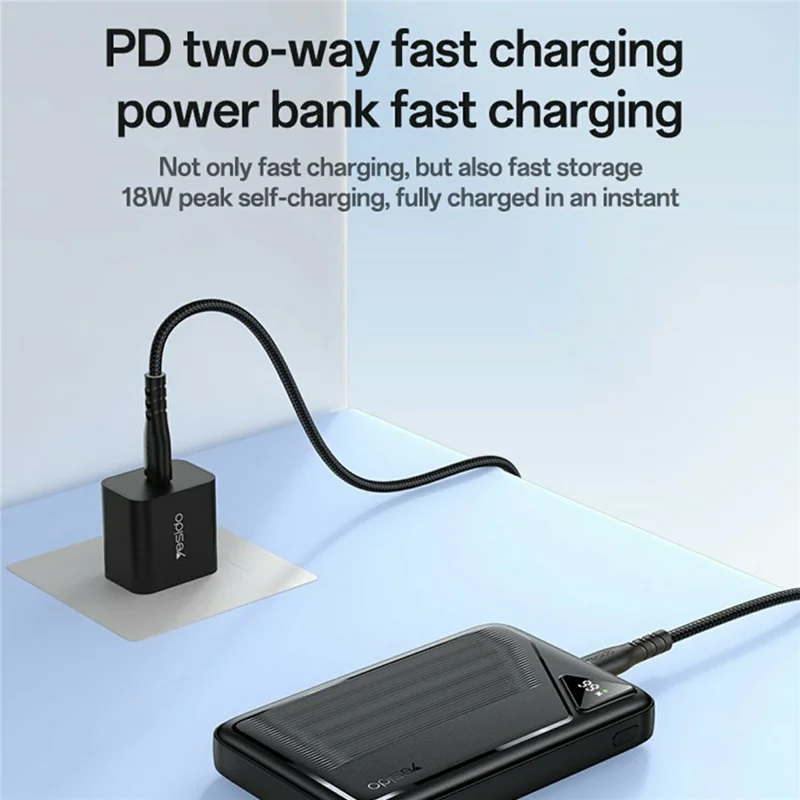 YESIDO YP85 20000mAh Power Bank with Built In Type C + iP Cables Digital Display 22.5W Fast Charging Portable Charger