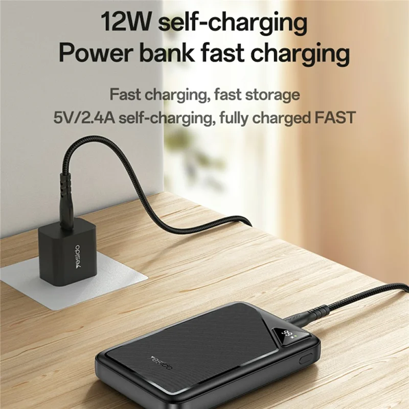 YESIDO YP81 20000mAh Power Bank Digital Display 2.4A Fast Charging Portable Charger with 2 USB + 1 Type C Ports