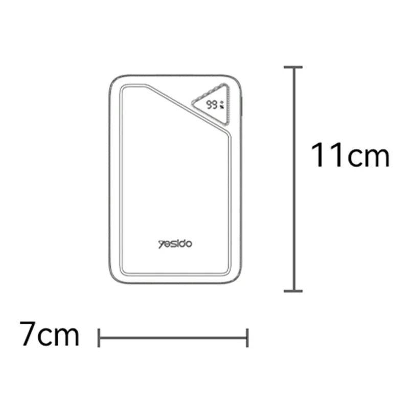 YESIDO YP81 20000mAh Power Bank Digital Display 2.4A Fast Charging Portable Charger with 2 USB + 1 Type C Ports