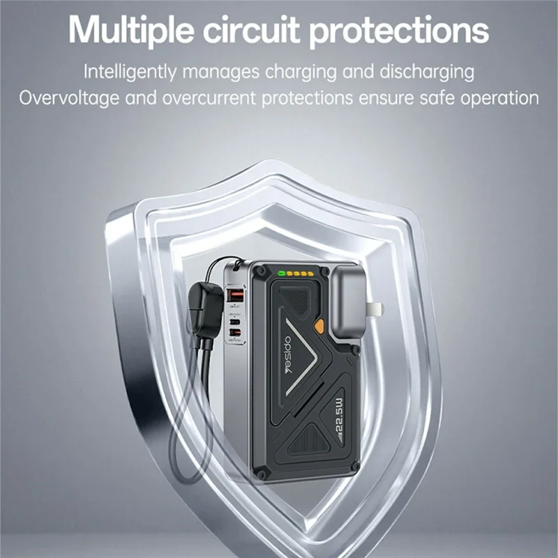 YESIDO YP89 AC + DC Wireless Charging 10000mAh Power Bank with Stand iP  /  USB  /  Type C Multi Port 22.5W Fast Charger - EU Plug