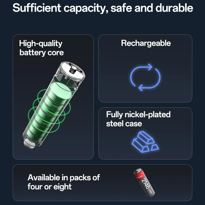 YESIDO YP88 4Pcs 580mAh AA Batteries for Electronics Toys Type C Rechargeable Lithium Battery