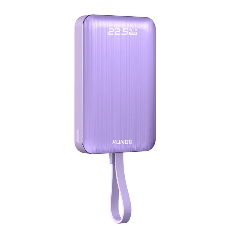 XUNDD XDCH-066 Magnetic Power Bank 10000mAh 22.5W Fast Charging Battery Pack Built-in Cable - Purple