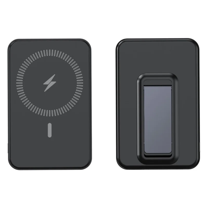 ZKD-02 10000mAh Power Bank 15W Magnetic Wireless Phone Charger with Built-in Cable Stand Design - Black