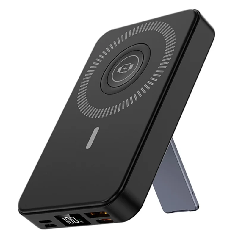 ZKD-10 15W Magnetic Wireless Power Bank 10000mAh Fast Charging with Stand for iPhone / Apple Watch / AirPods - Black