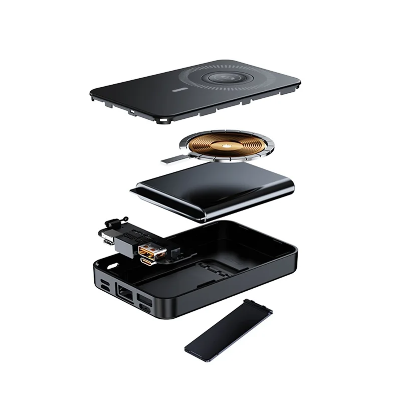 ZKD-10 15W Magnetic Wireless Power Bank 10000mAh Fast Charging with Stand for iPhone / Apple Watch / AirPods - Black