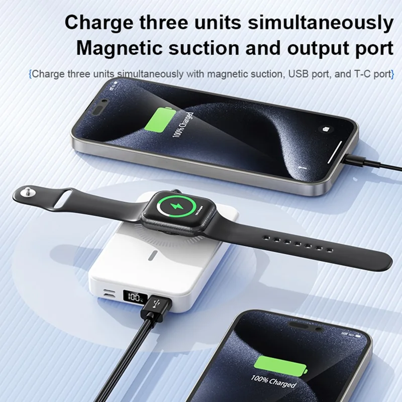 ZKD-10 15W Magnetic Wireless Power Bank 10000mAh Fast Charging with Stand for iPhone / Apple Watch / AirPods - Black