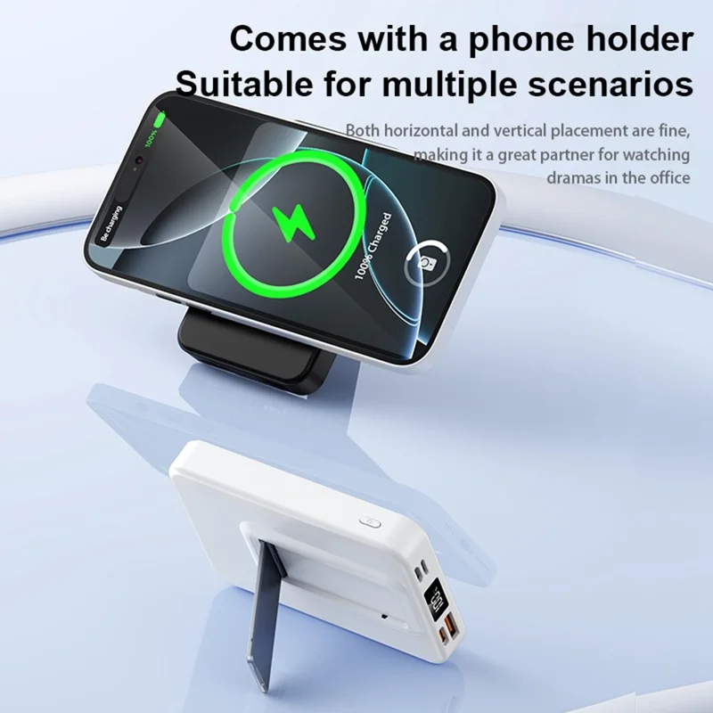 ZKD-10 15W Magnetic Wireless Power Bank 10000mAh Fast Charging with Stand for iPhone / Apple Watch / AirPods - Black