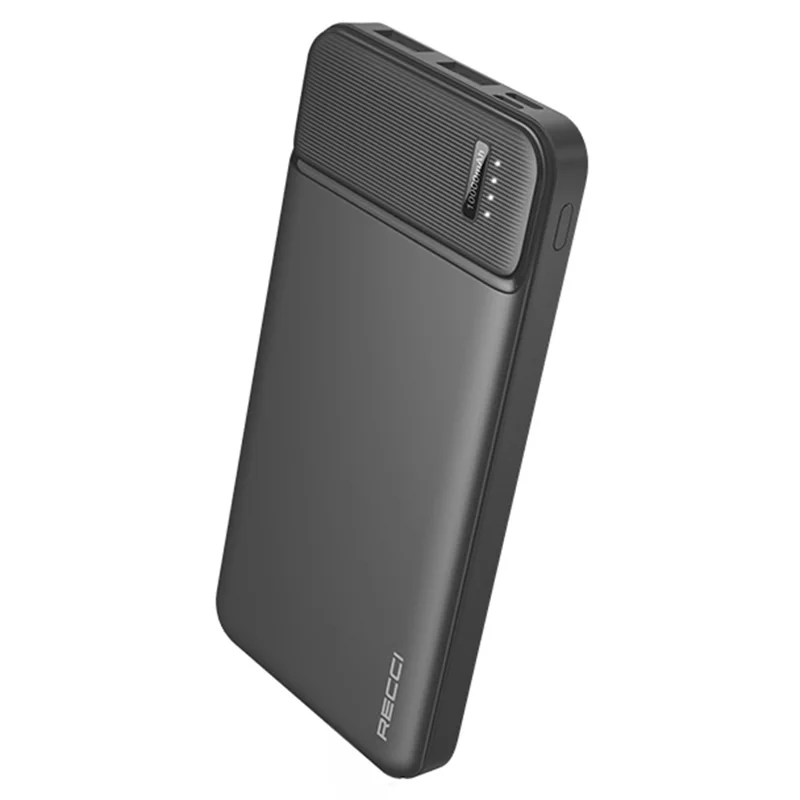 RECCI RPB-N16C 10000mAh Power Bank Dual USB Output Portable Phone Charger Ultra Slim - Black