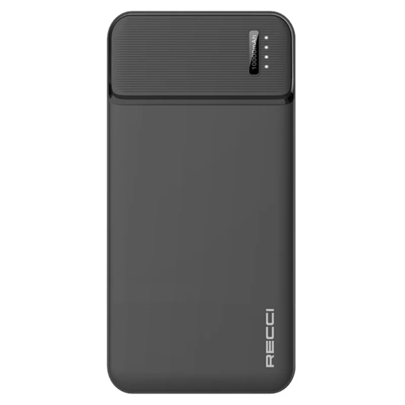 RECCI RPB-N16C 10000mAh Power Bank Dual USB Output Portable Phone Charger Ultra Slim - Black