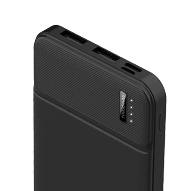 RECCI RPB-N16C 10000mAh Power Bank Dual USB Output Portable Phone Charger Ultra Slim - Black