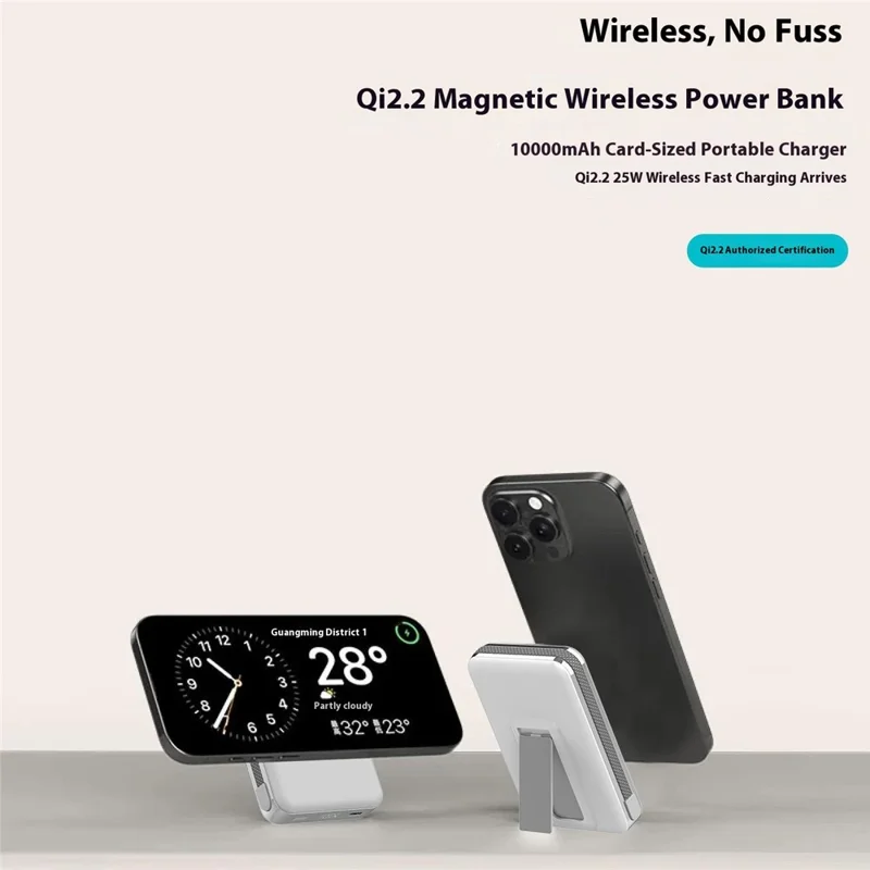M02B+ 10000mAh Magnetic Power Bank 35W PD Fast Charging Qi2.2 Wireless Portable Charger with Type C Cable - Black