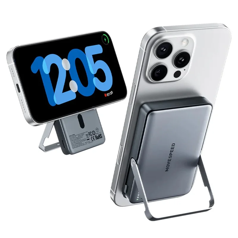 YSPBS10Pro Power Bank 10000mAh Caricatore Wireless Magnetico con Supporto per Telefono / Ricarica Rapida - Grigio Scuro