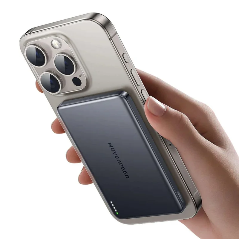 MOVE SPEED YSPBS10 10000mAh Power Bank Magnetic Wireless Charging Charger with LED Display - Dark Grey