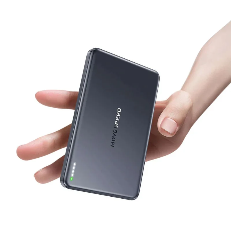 MOVE SPEED YSPBS10 10000mAh Power Bank Magnetic Wireless Charging Charger with LED Display - Dark Grey