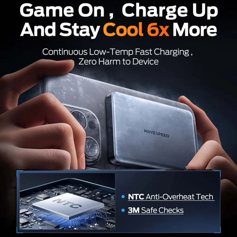 MOVE SPEED YSPBS10 10000mAh Power Bank Magnetic Wireless Charging Charger with LED Display - Dark Grey