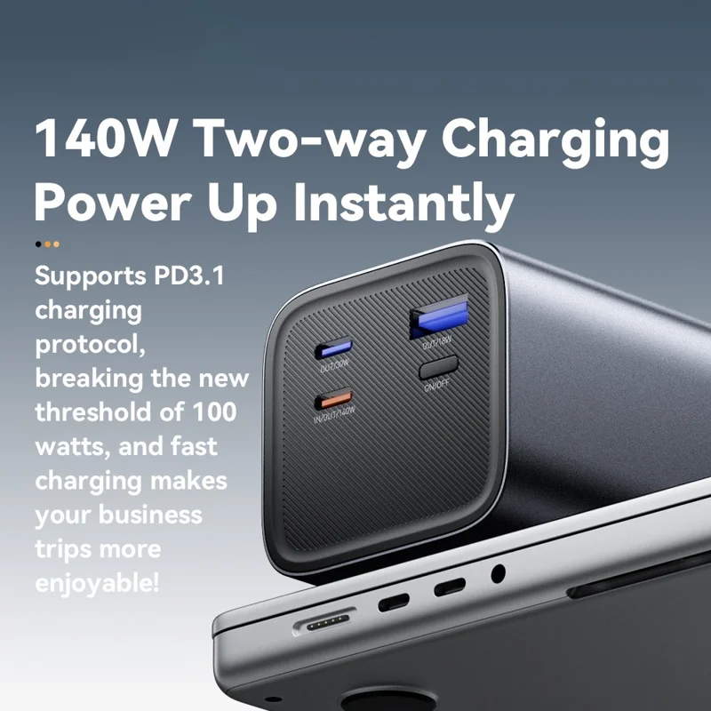 ESSAGER EDY140W-CH0G-Z 27000mAh Power Bank 140W Dual Way Fast Charging Power Bank Smart Chip - Grey