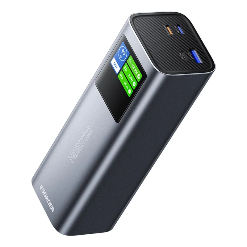 ESSAGER EDY140W-CH0G-Z 27000mAh Power Bank 140W Dual Way Fast Charging Power Bank Smart Chip - Grey