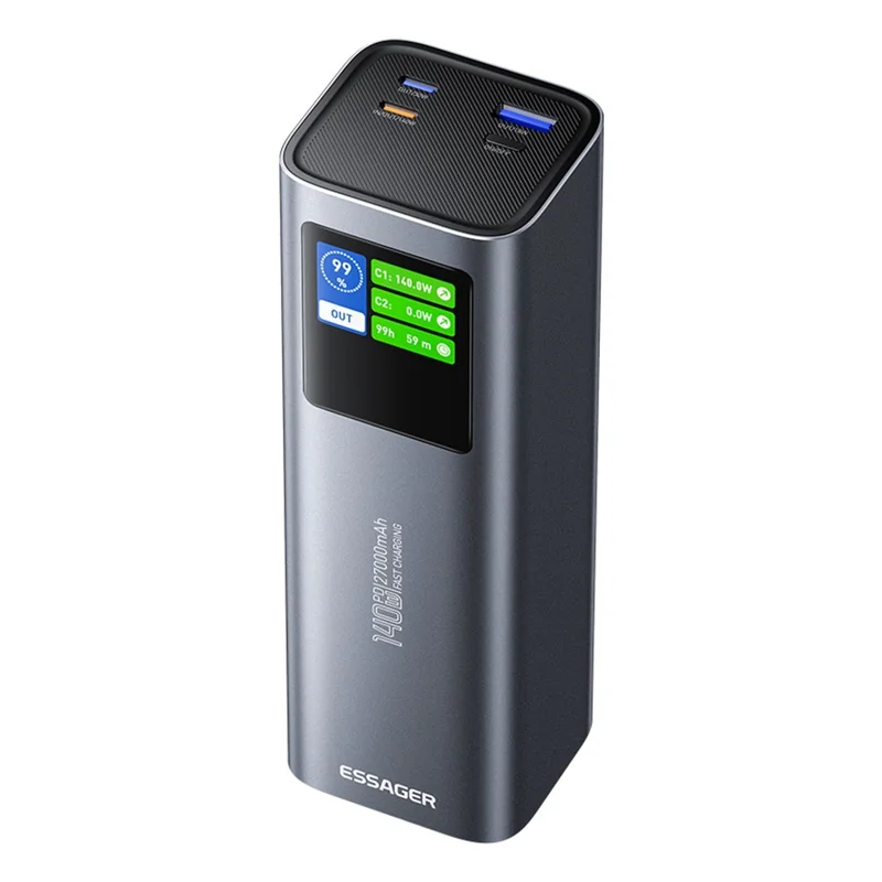 ESSAGER EDY140W-CH0G-Z 27000mAh Power Bank 140W Dual Way Fast Charging Power Bank Smart Chip - Grey