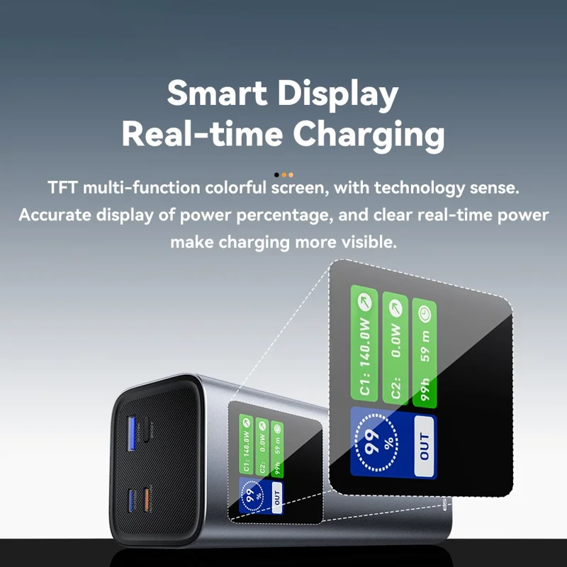 ESSAGER EDY140W-CH0G-Z 27000mAh Power Bank 140W Dual Way Fast Charging Power Bank Smart Chip - Grey