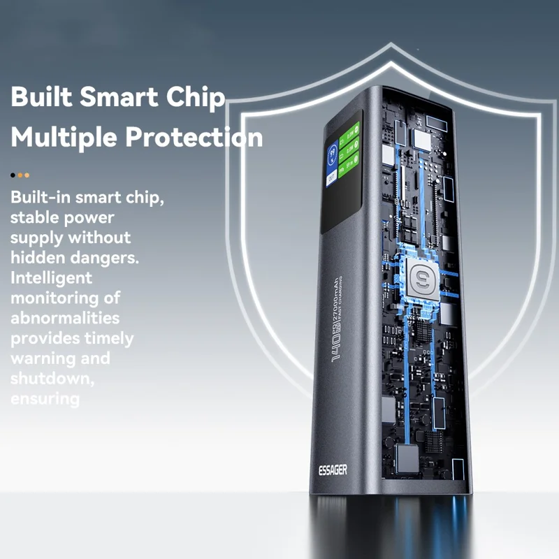 ESSAGER EDY140W-CH0G-Z 27000mAh Power Bank 140W Dual Way Fast Charging Power Bank Smart Chip - Grey