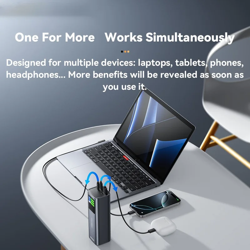 ESSAGER EDY140W-CH0G-Z 27000mAh Power Bank 140W Dual Way Fast Charging Power Bank Smart Chip - Grey