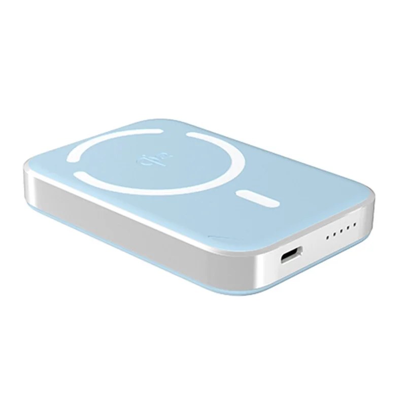 Banco de Energía Magnético X1 de 5000mAh, Carga Inalámbrica Qi2 de 15W, Carga Cableada de 20W, Cargador Portátil - Azul