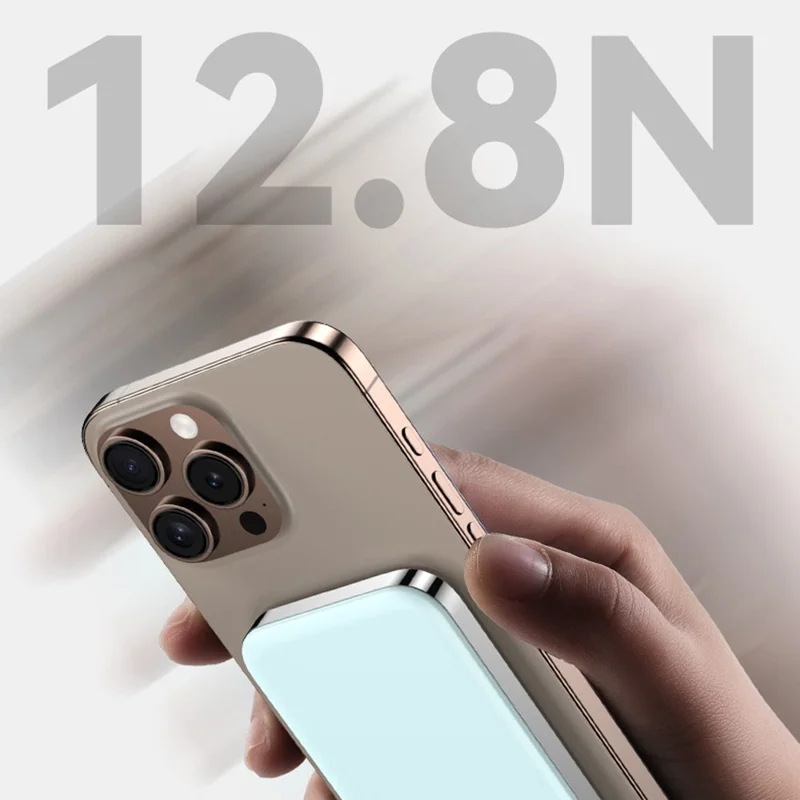 Banco de Energía Magnético X1 de 5000mAh, Carga Inalámbrica Qi2 de 15W, Carga Cableada de 20W, Cargador Portátil - Azul