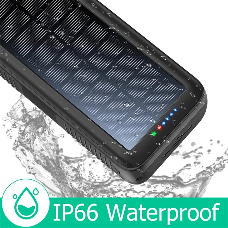 Внешний аккумулятор Solar Power Bank SY-618 Hand Crank 20000mAh с двумя USB-портами, съемными кабелями Lightning / Type-C / Micro и фонариком - черный