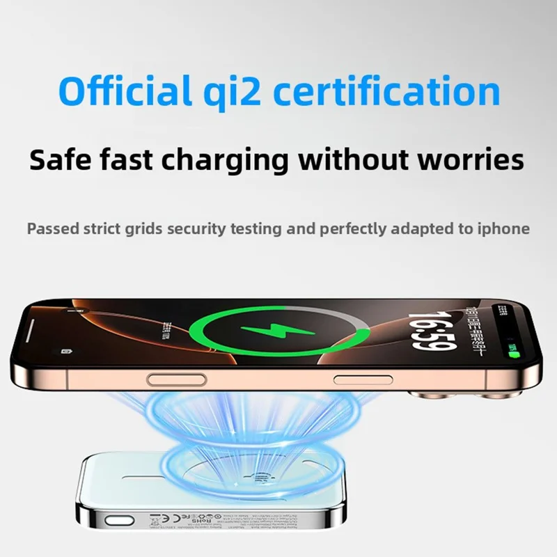 Banque d'alimentation magnétique X1B 10000 mAh 15 W Chargement sans fil Qi2 Chargeur portable Prise en charge de la charge filaire 20 W - Noir