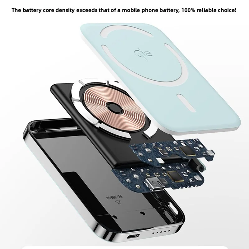 Banque d'alimentation magnétique X1B 10000 mAh 15 W Chargement sans fil Qi2 Chargeur portable Prise en charge de la charge filaire 20 W - Noir