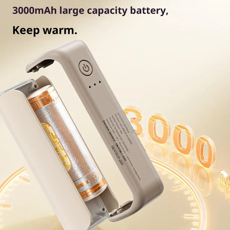 A404 2 in 1 3000mAh Mini Power Bank 3 Temperature Settings Fast Heating Magnetic Hand Warmer - White