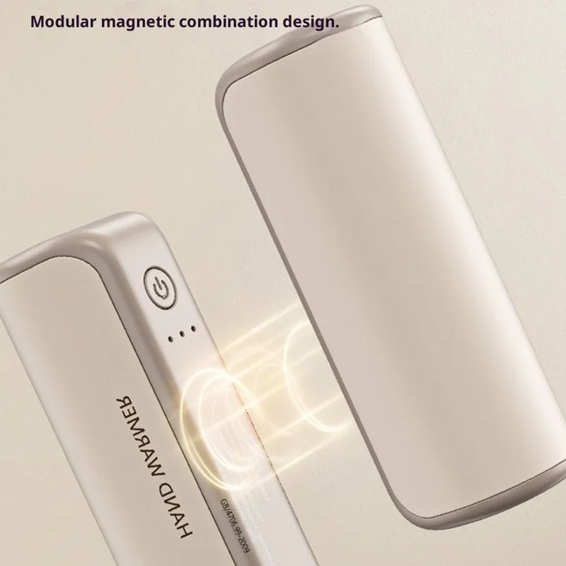 A404 2 in 1 3000mAh Mini Power Bank 3 Temperature Settings Fast Heating Magnetic Hand Warmer - White