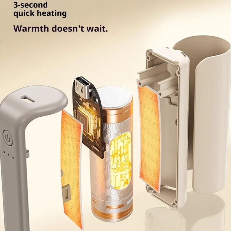 A404 2 in 1 3000mAh Mini Power Bank 3 Temperature Settings Fast Heating Magnetic Hand Warmer - White