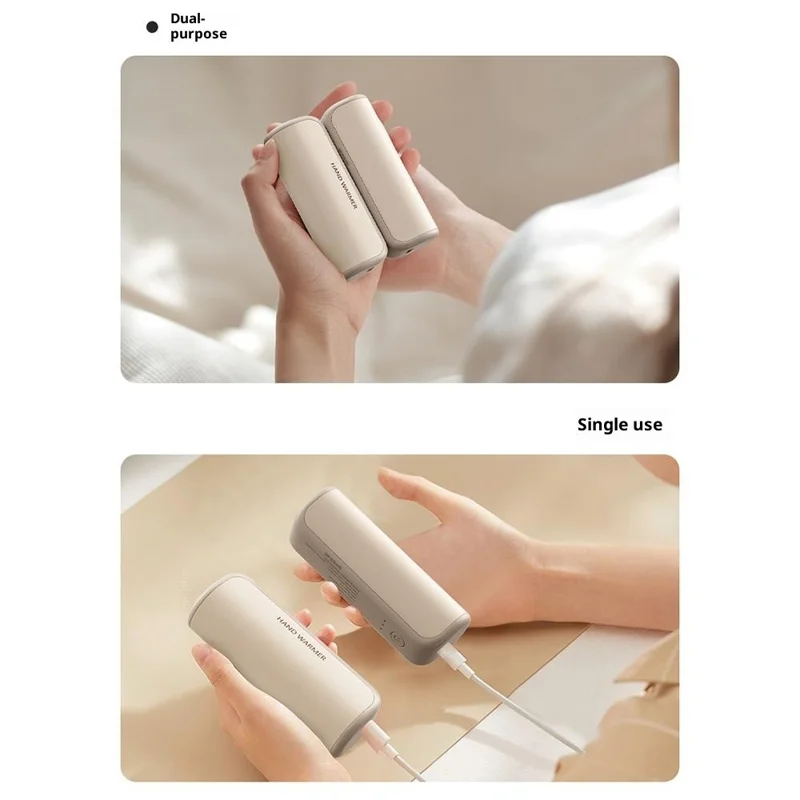 A404 2 in 1 3000mAh Mini Power Bank 3 Temperature Settings Fast Heating Magnetic Hand Warmer - White