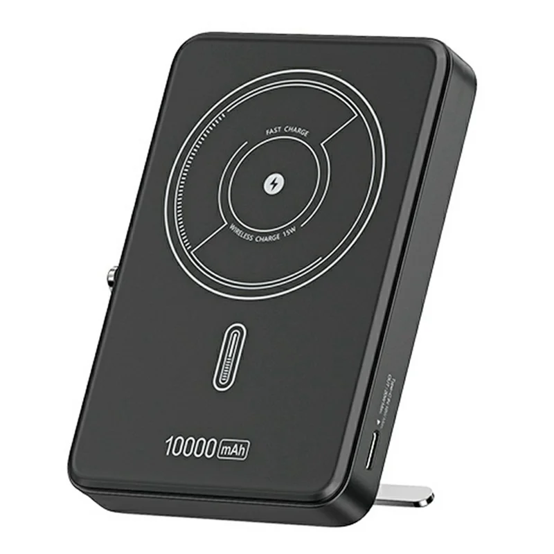 RECCI RPB-W32 Power Bank Portatile da 10000mAh con Supporto Magnetico 15W Ricarica Wireless - Nero