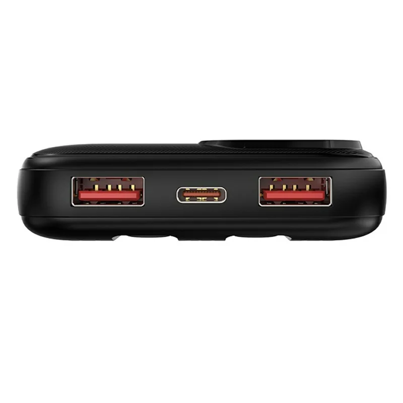 RECCI RPB-P67 10000mAh Power Bank Digital Display Portable Phone Charger Built-in Cable - Black