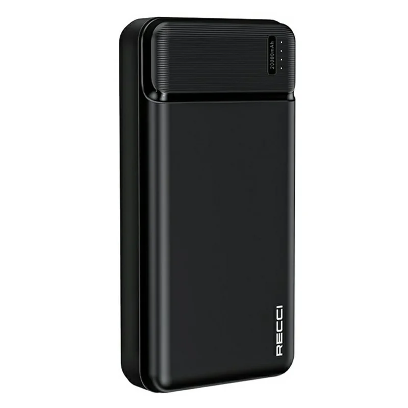 RECCI RPB-N17C Power Bank 20000mAh Portable Phone Charger with Dual USB Output - Black