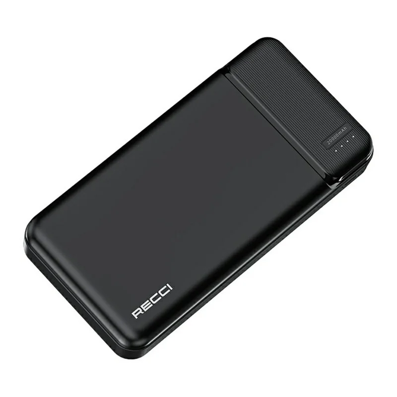 RECCI RPB-N17C Power Bank 20000mAh Portable Phone Charger with Dual USB Output - Black