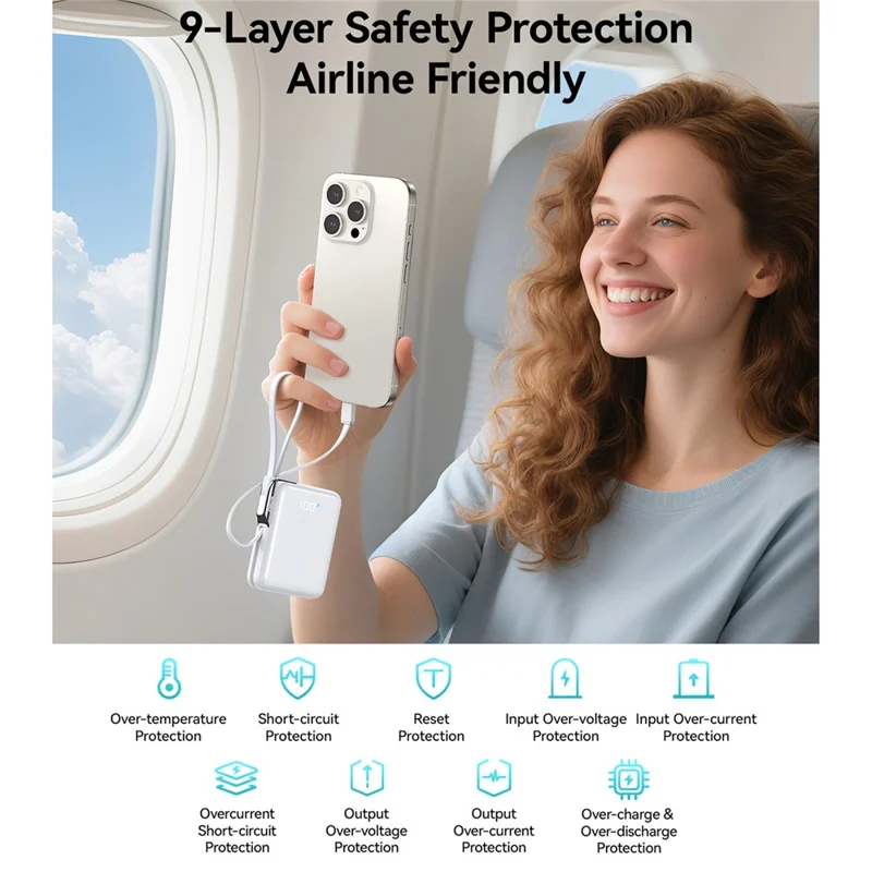 JOYROOM JR-PBF27 Pro Power Bank 30W Schnelles Laden 10000mAh Tragbares Ladegerät mit integriertem Typ-C- und iP-Kabel