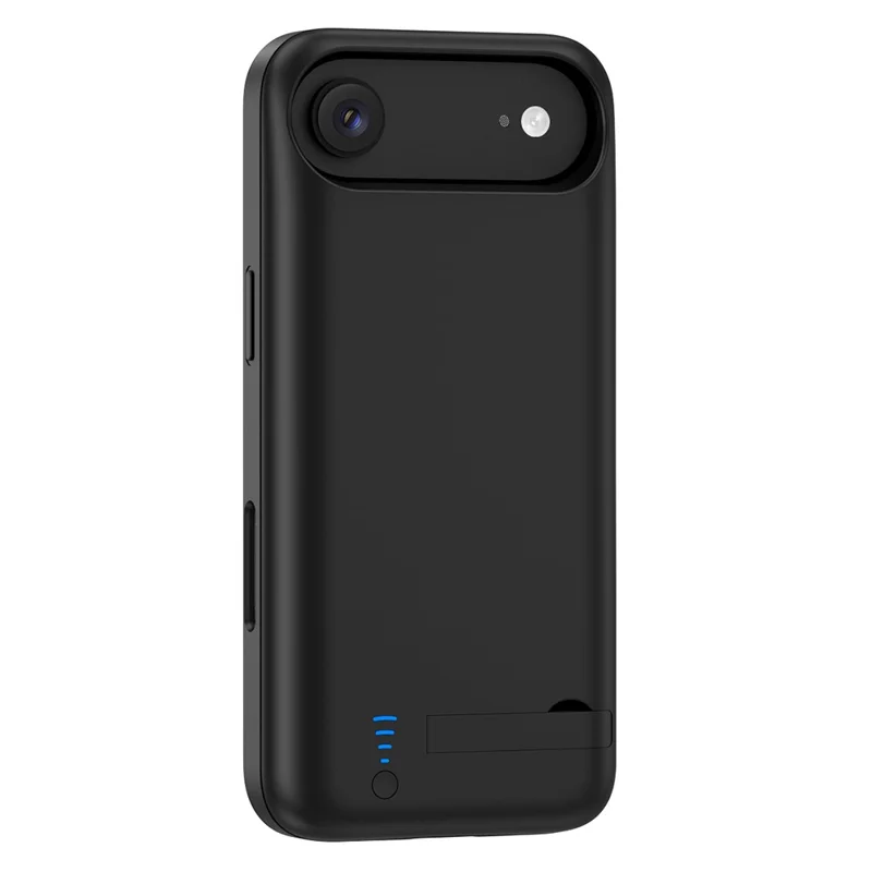 T91 Para iPhone 17 Air 6000mAh Powerbank Capa de Telefone com Suporte Inteligente Carregando Caso - Preto