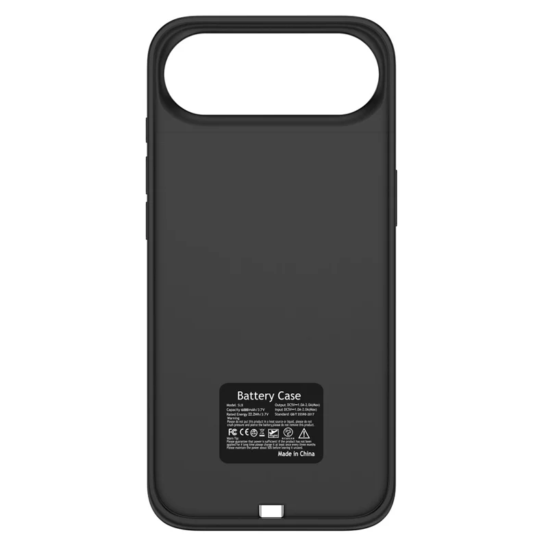 T91 Para iPhone 17 Air 6000mAh Powerbank Capa de Telefone com Suporte Inteligente Carregando Caso - Preto