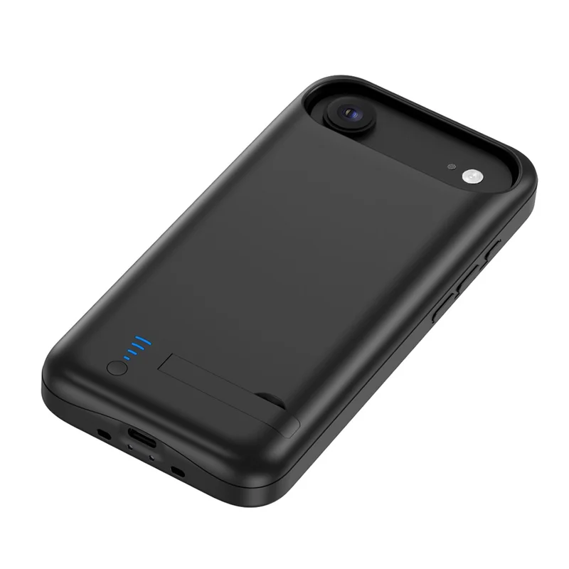 T91 Para iPhone 17 Air 6000mAh Powerbank Capa de Telefone com Suporte Inteligente Carregando Caso - Preto