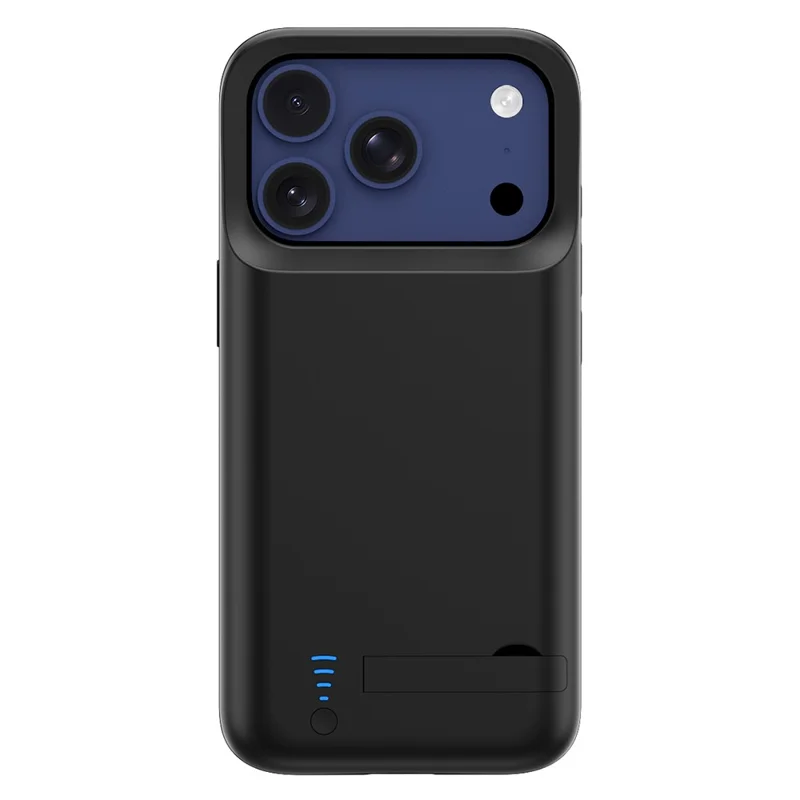 T92 Portable Battery Case for iPhone 17 Pro 5000mAh Power Bank Protective Cover with Kickstand - Black