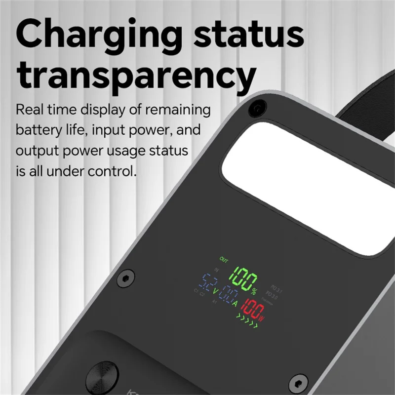 KONFULON A70Q 120000MAH Hochleistungs-Powerbank PD 65W Schnellladegerät mit Mehrfachanschlüssen - Schwarz