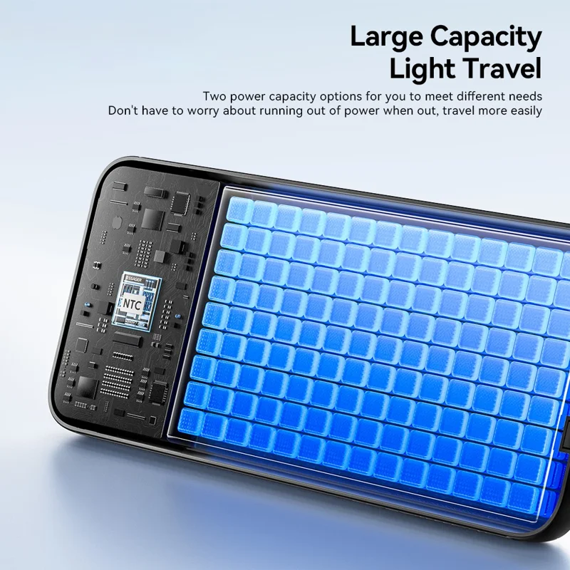 ESSAGER Digital Display 10000mAh Power Bank with Type-C + iP Cables 22.5W Fast Charging Battery Pack - Black