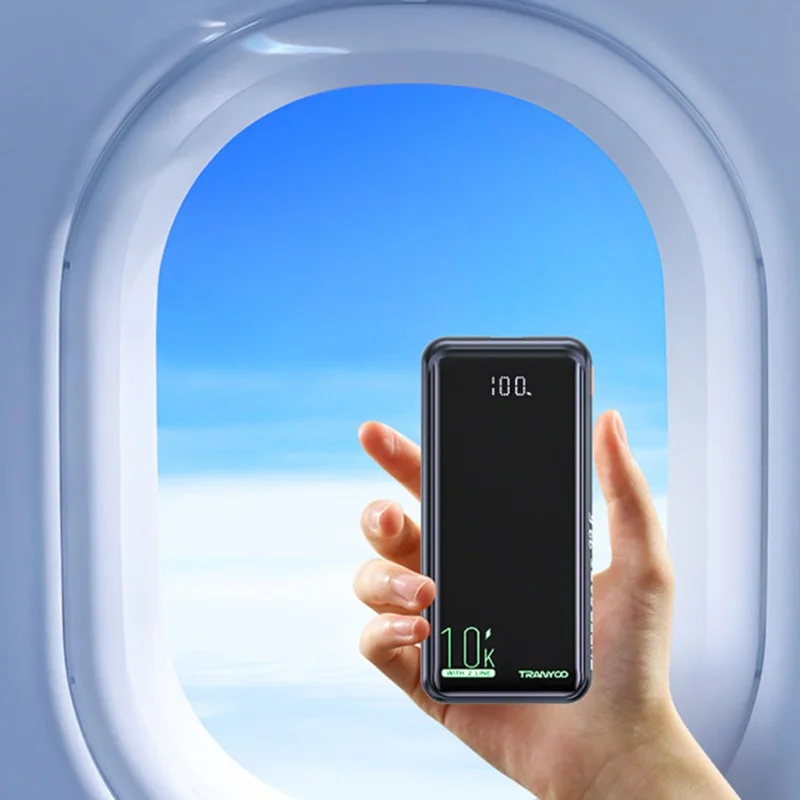 TRANYOO T-K16 10000mAh Portable Charger Fast Charging Power Bank Built-in Type-C + iP Cables