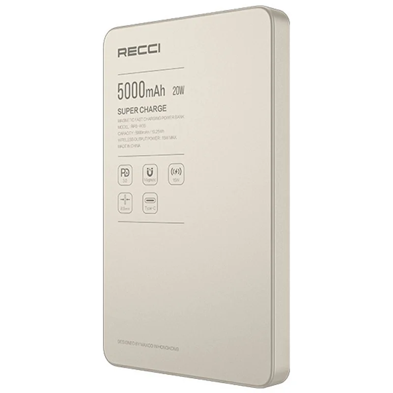 RECCI RPB-W35 15W Magnetic Wireless Charger PD20W Fast Charging 5000mAh Power Bank