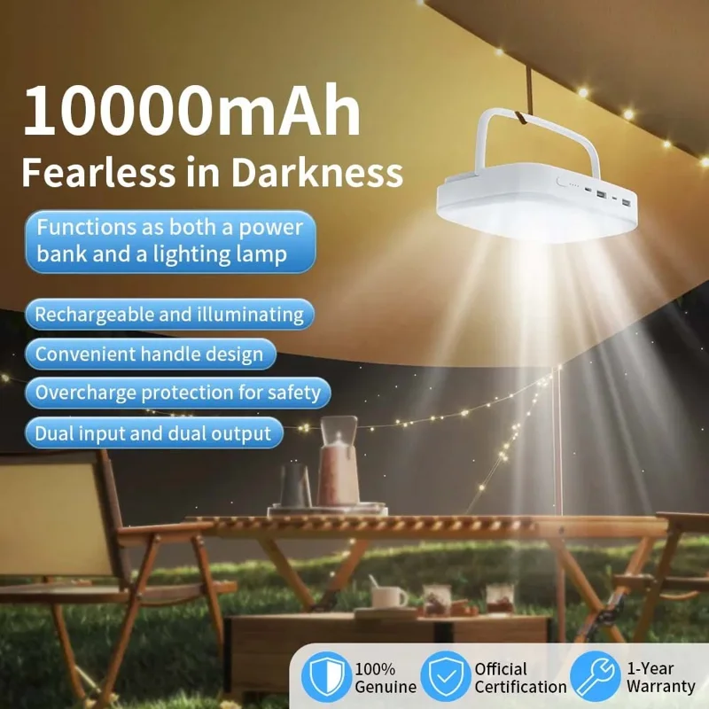 TRANYOO T-F15 10000mAh Power Bank Dual USB Output Portable Charger with 3W LED Light